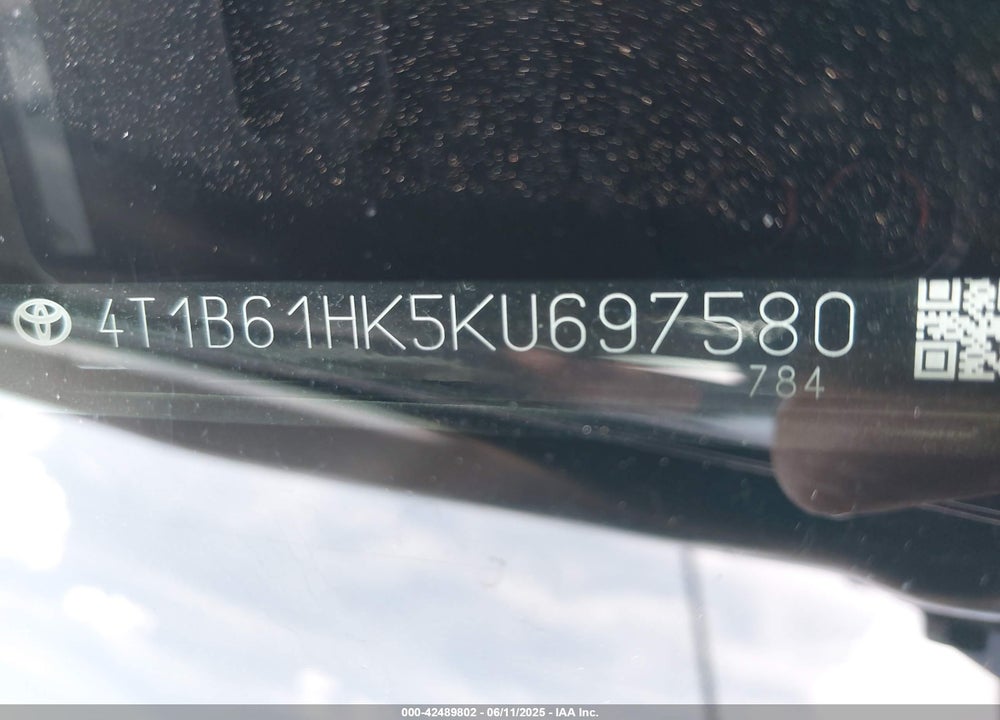2019 TOYOTA CAMRY XSE VIN: 4T1B61HK5KU697580
