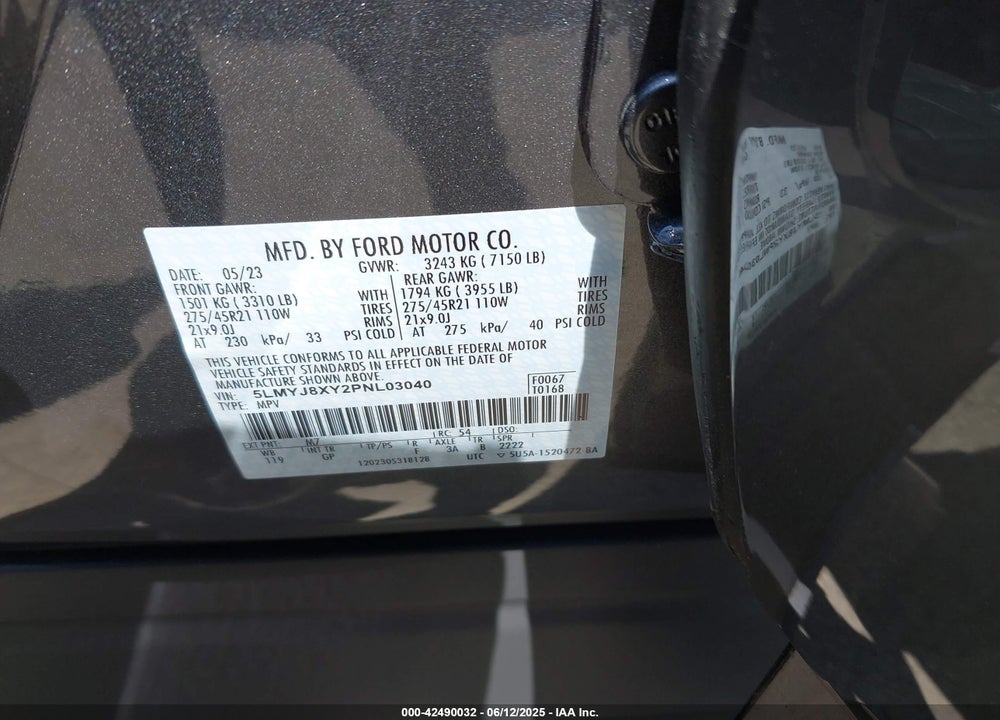 2023 LINCOLN AVIATOR VIN: 5LMYJ8XY2PNL03040
