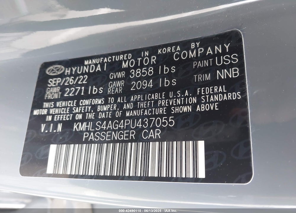 2023 HYUNDAI ELANTRA VIN: KMHLS4AG4PU437055