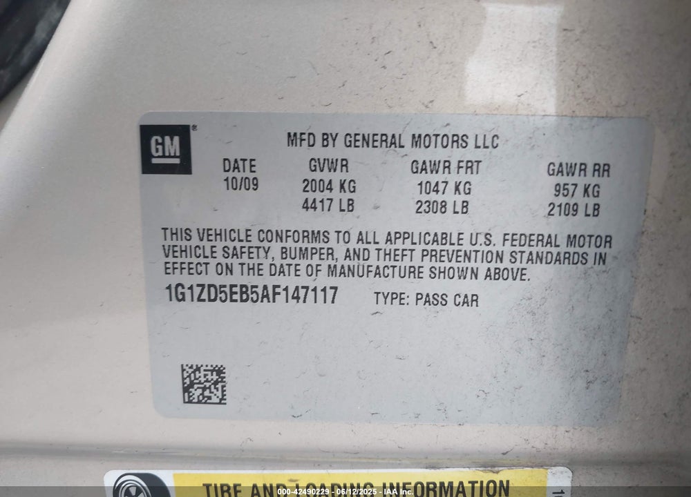 2010 CHEVROLET MALIBU VIN: 1G1ZD5EB5AF147117