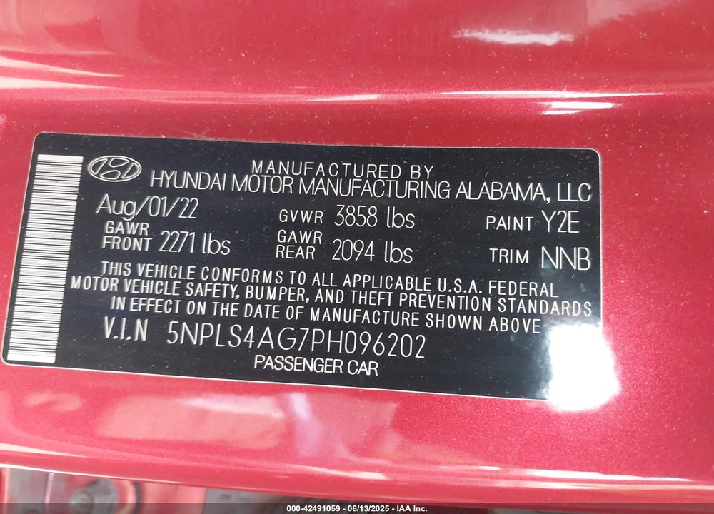 2023 HYUNDAI ELANTRA VIN: 5NPLS4AG7PH096202