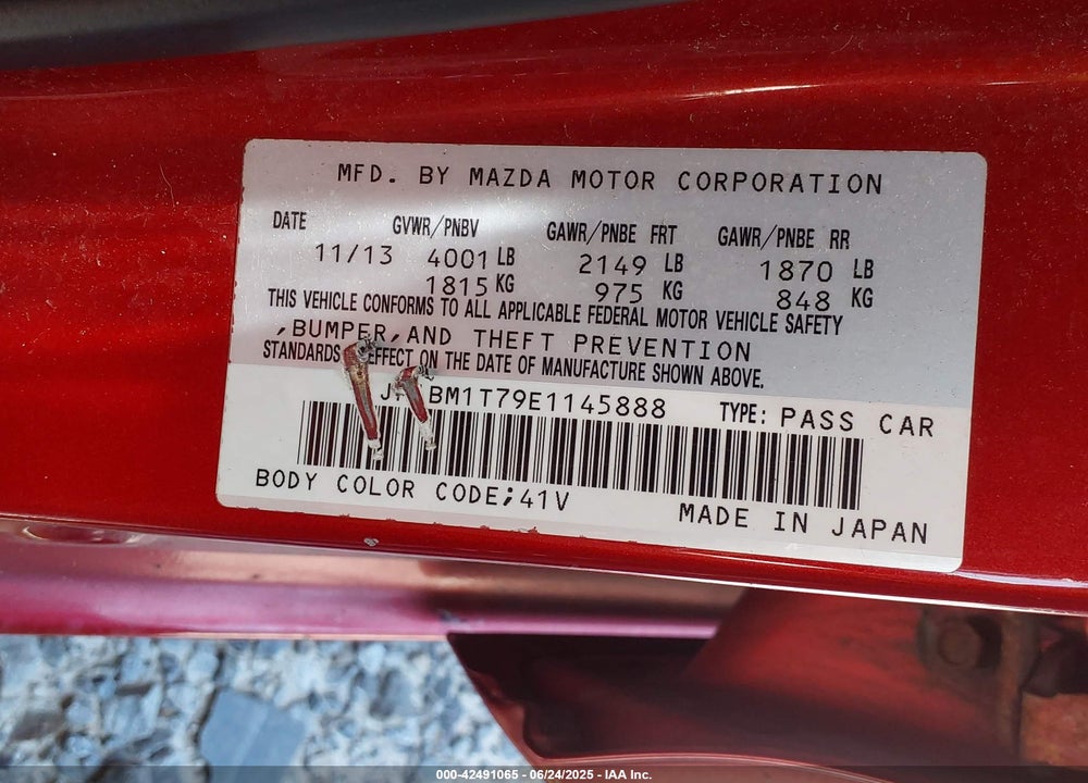 2014 MAZDA 3 VIN: JM1BM1T79E1145888