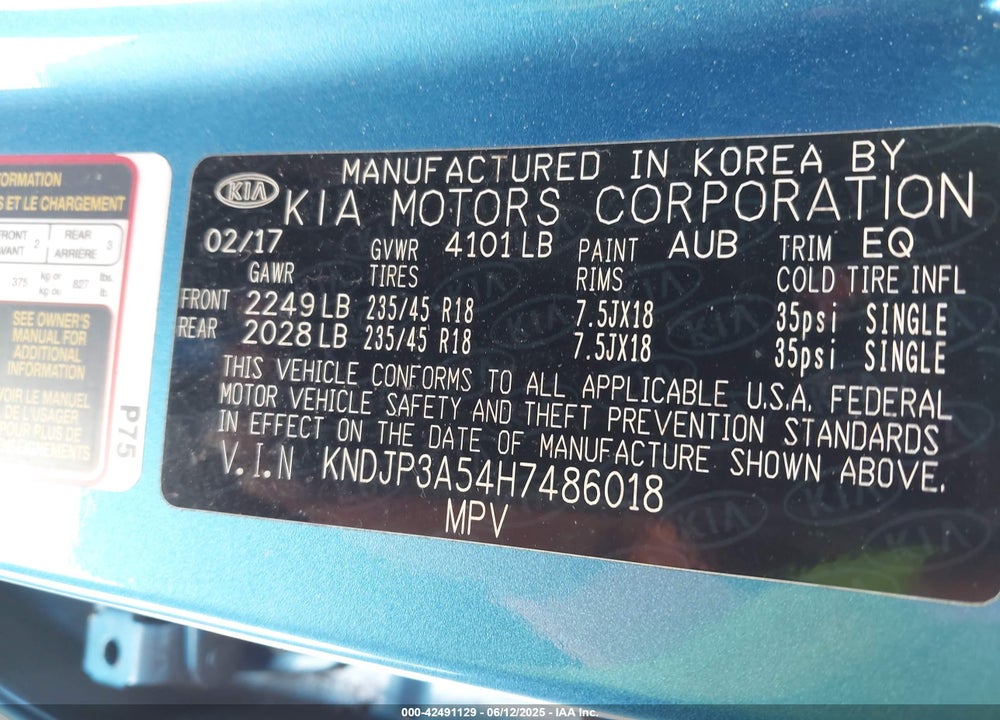 2017 KIA SOUL VIN: KNDJP3A54H7486018
