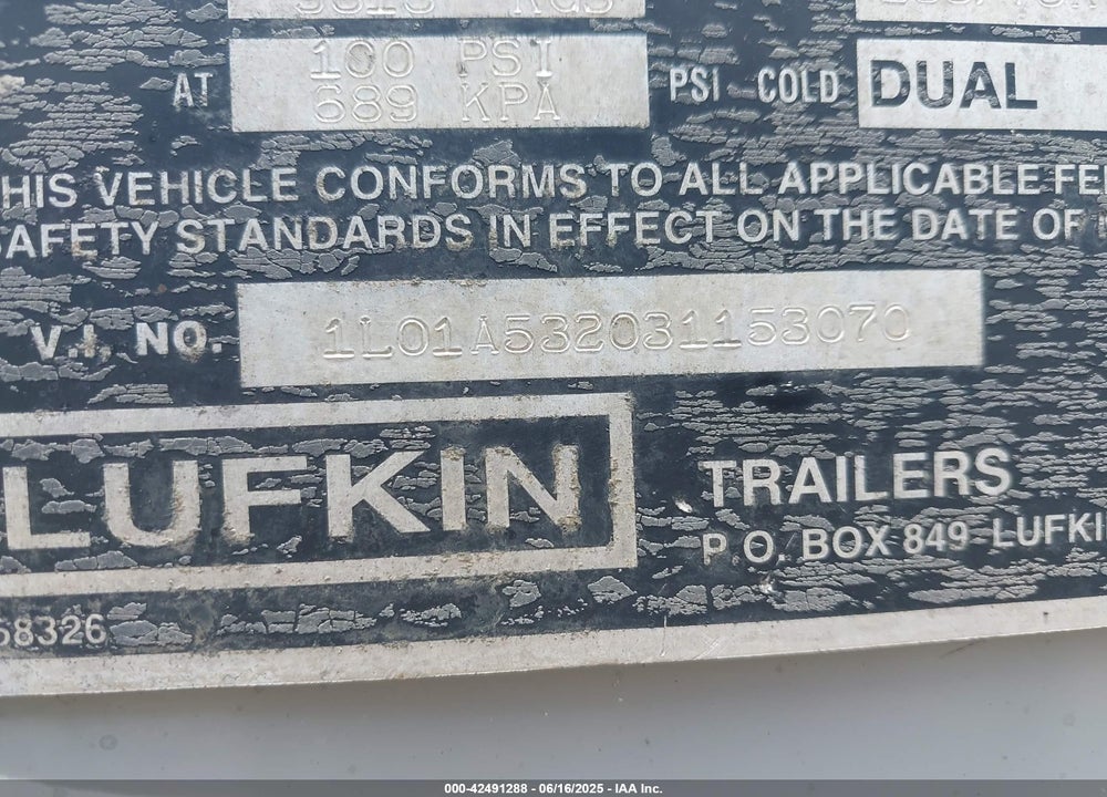 2003 LUFKIN INDUSTRIES --- VIN: 1L01A532031153070