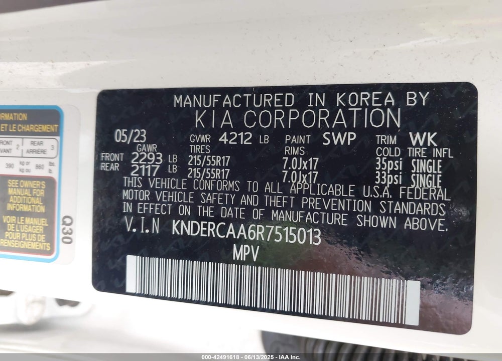 2024 KIA SELTOS VIN: KNDERCAA6R7515013