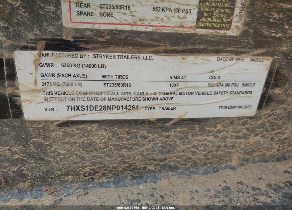 2022 STRICK TRAILERS TRAILER VIN: 7HXS1DE28NP014264