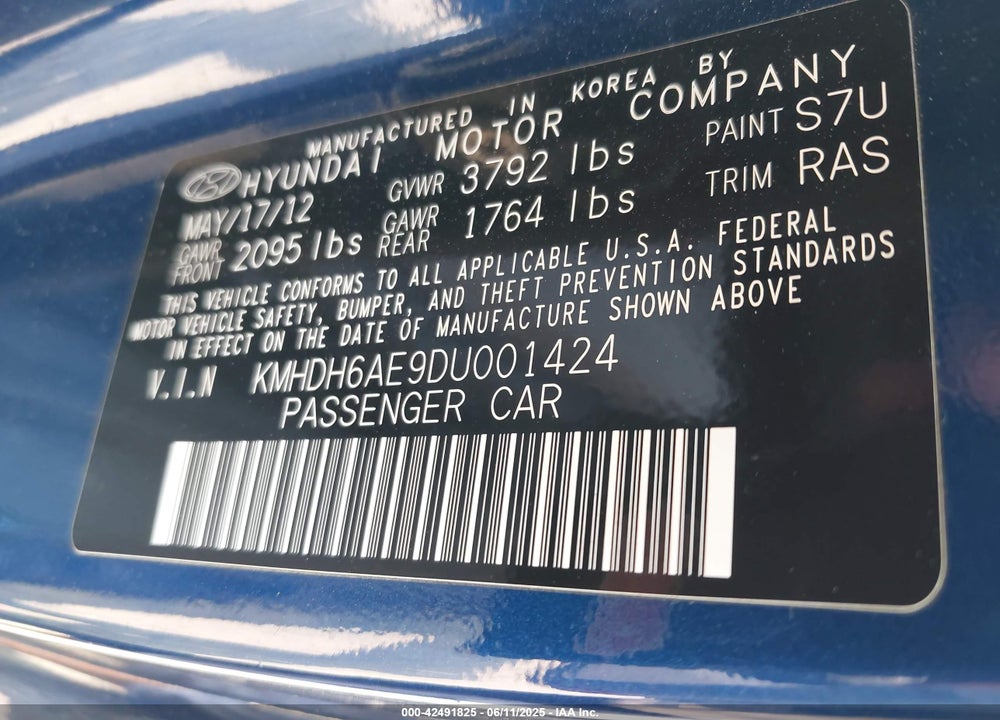 2013 HYUNDAI ELANTRA VIN: KMHDH6AE9DU001424
