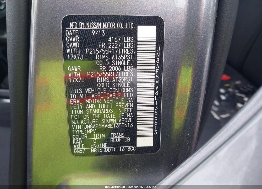 2014 NISSAN JUKE VIN: JN8AF5MV8ET355613