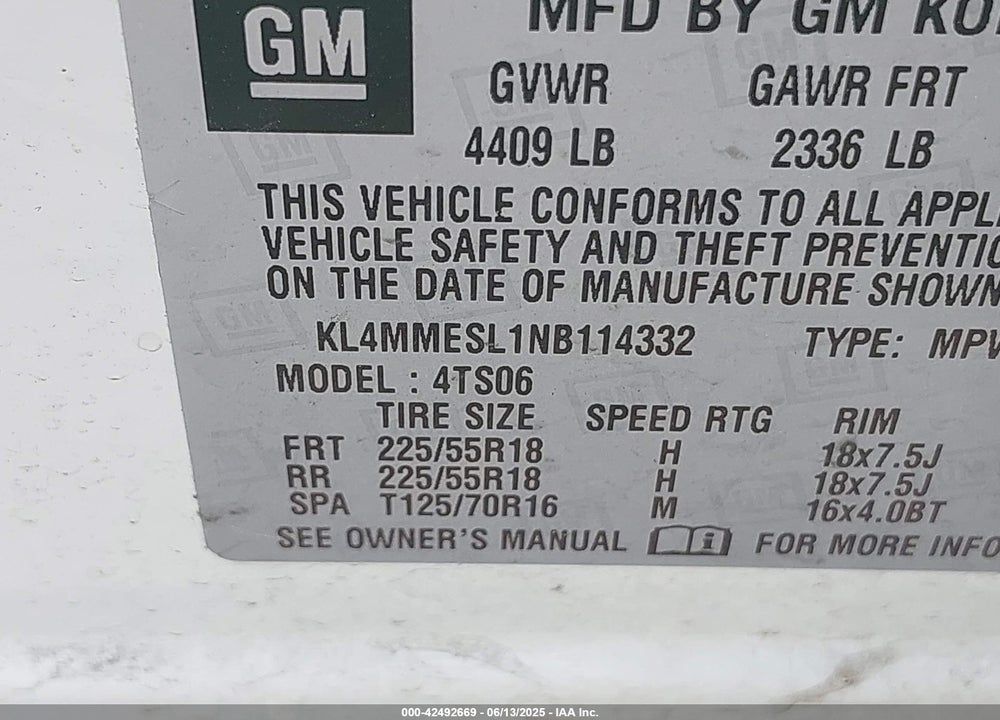 2022 BUICK ENCORE GX VIN: KL4MMESL1NB114332