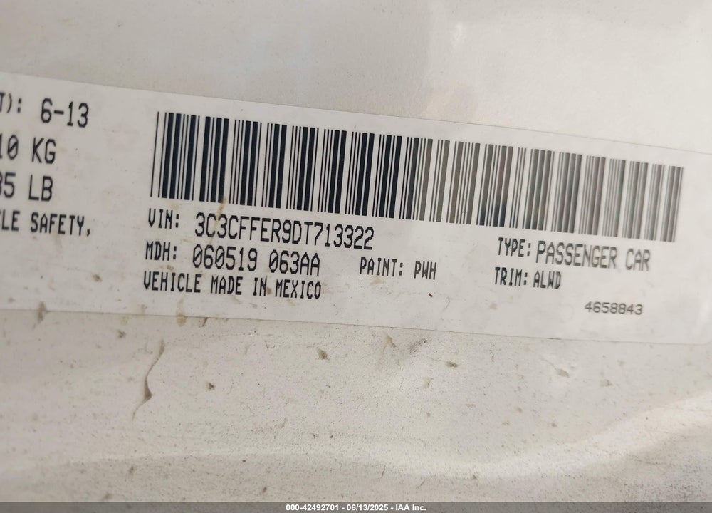 2013 FIAT 500C VIN: 3C3CFFER9DT713322