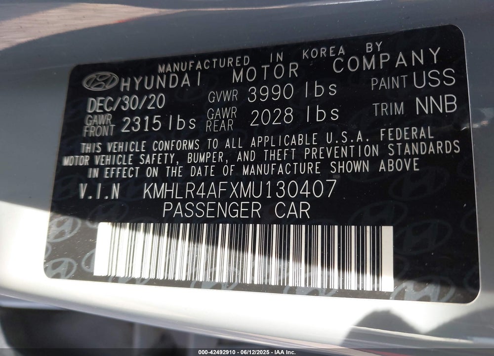 2021 HYUNDAI ELANTRA VIN: KMHLR4AFXMU130407