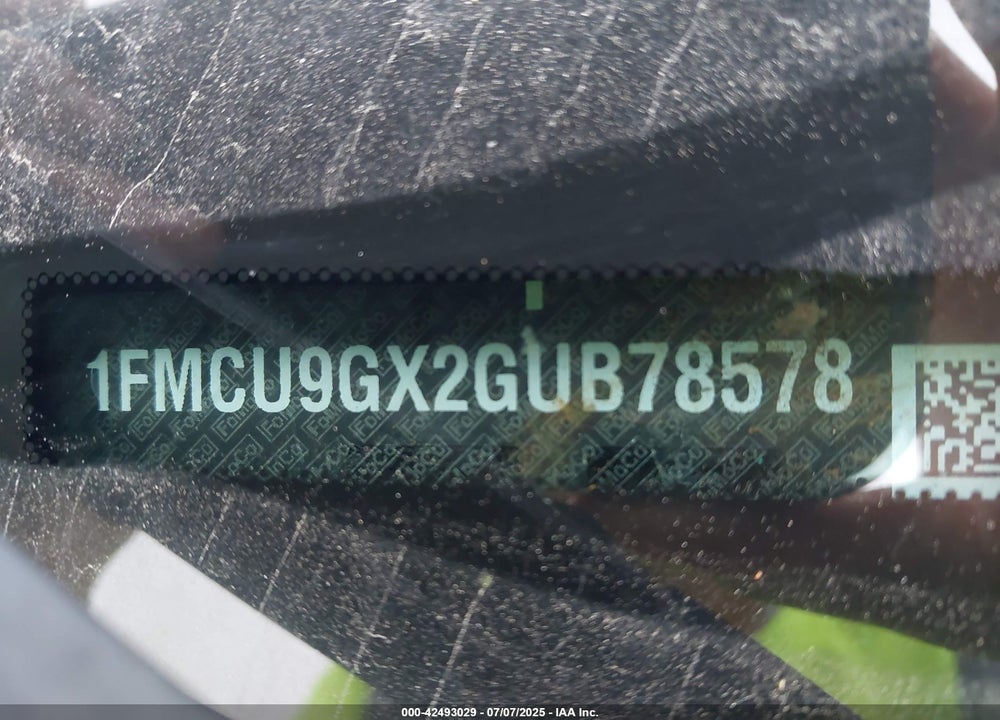 2016 FORD ESCAPE VIN: 1FMCU9GX2GUB78578