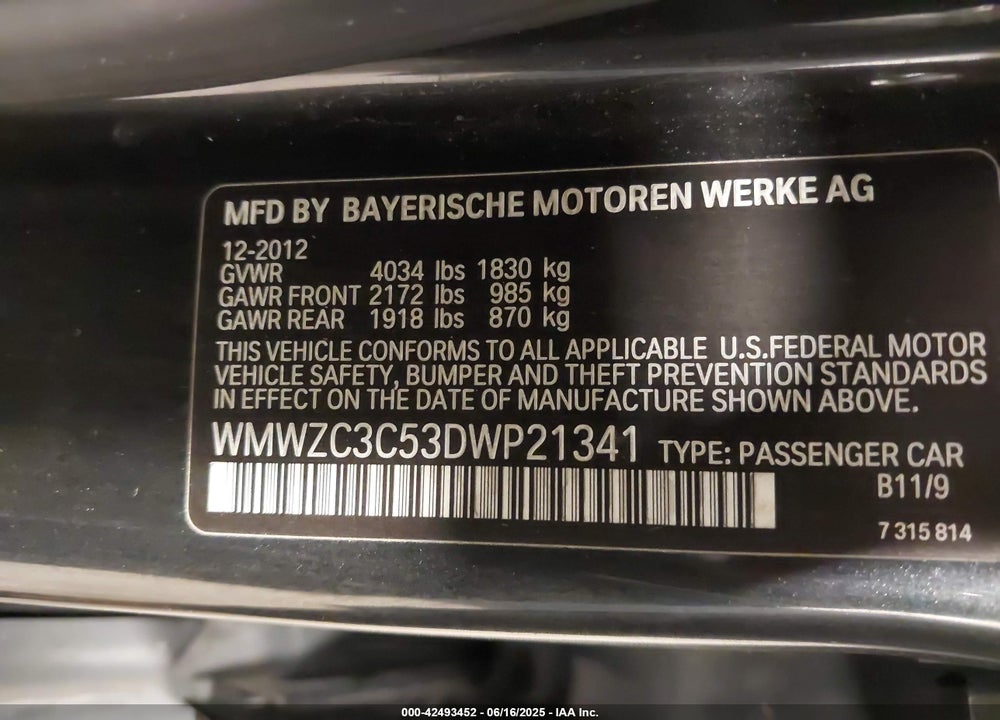 2013 MINI COUNTRYMAN COOPER S VIN: WMWZC3C53DWP21341