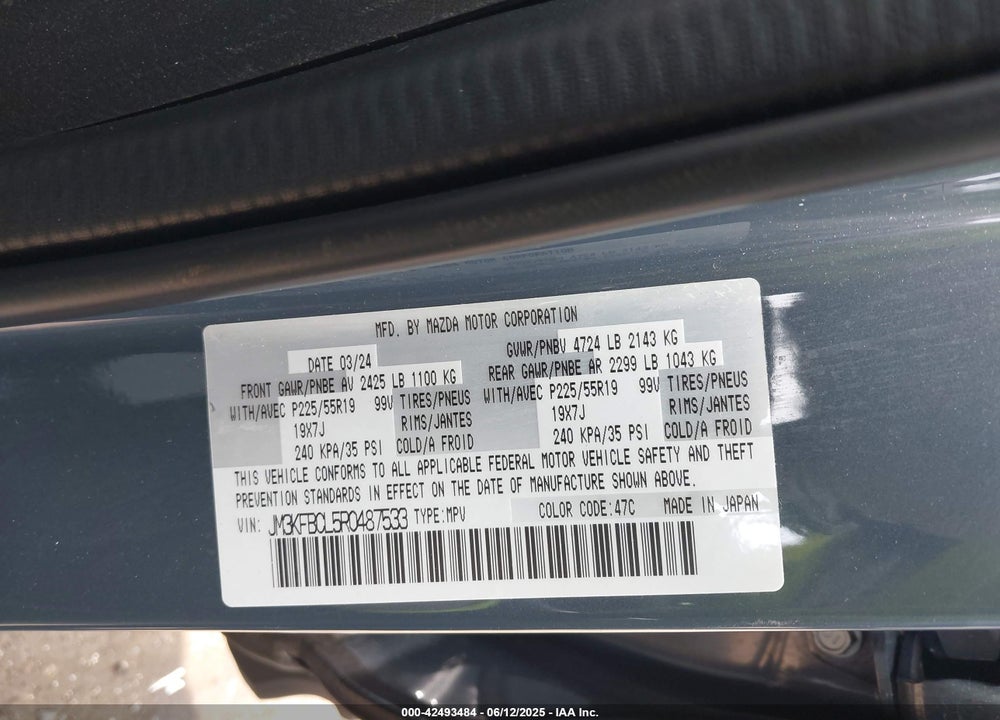 2024 MAZDA CX-5 VIN: JM3KFBCL5R0487533