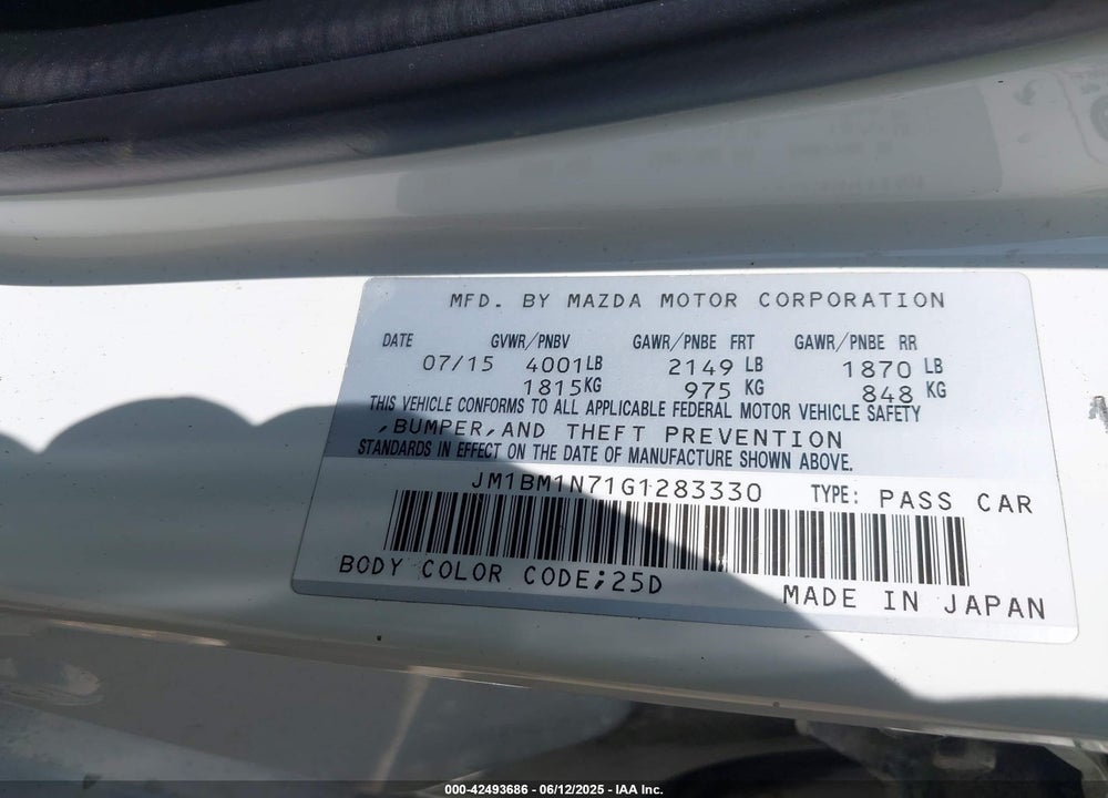 2016 MAZDA 3 VIN: JM1BM1N71G1283330
