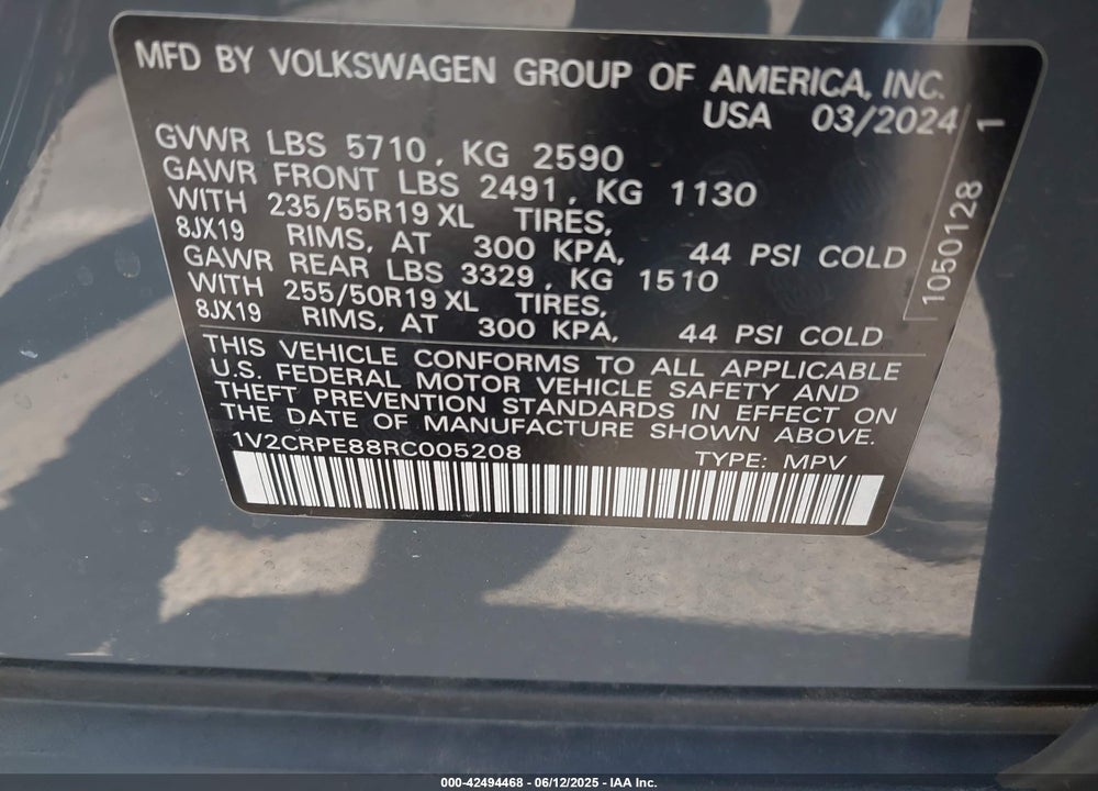 2024 VOLKSWAGEN ID.4 VIN: 1V2CRPE88RC005208