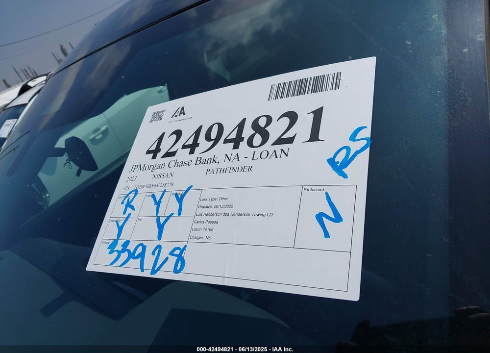 2023 NISSAN PATHFINDER VIN: 5N1DR3BD6PC258228