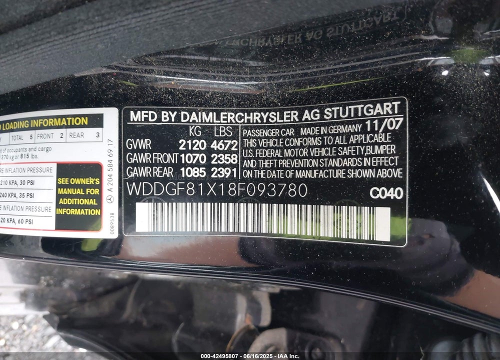 2008 MERCEDES-BENZ C 300 LUXURY 4MATIC/SPORT 4MATIC VIN: WDDGF81X18F093780