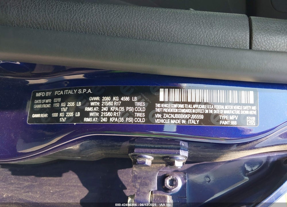 2019 JEEP RENEGADE VIN: ZACNJBBB6KPJ95559