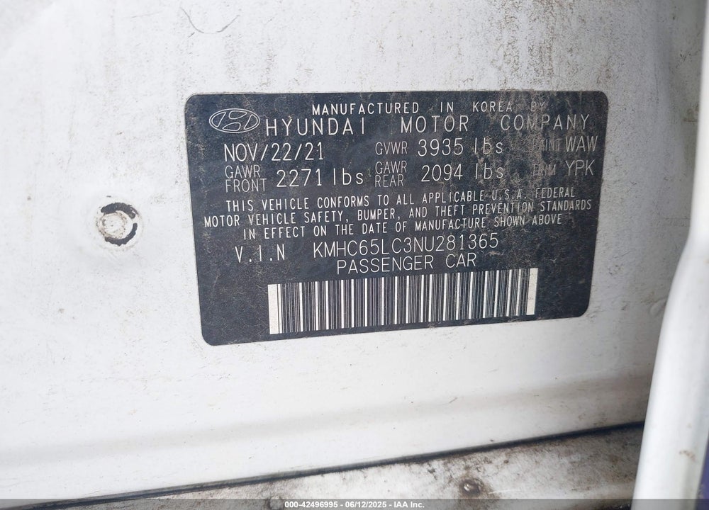 2022 HYUNDAI IONIQ HYBRID VIN: KMHC65LC3NU281365