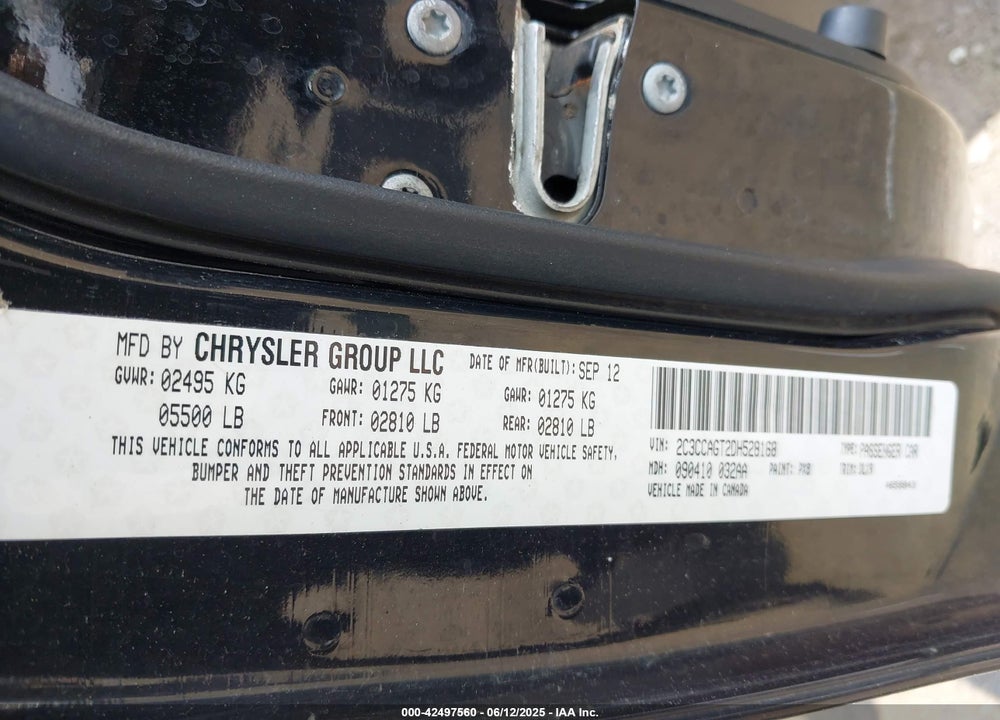 2013 CHRYSLER 300 VIN: 2C3CCAGT2DH528168