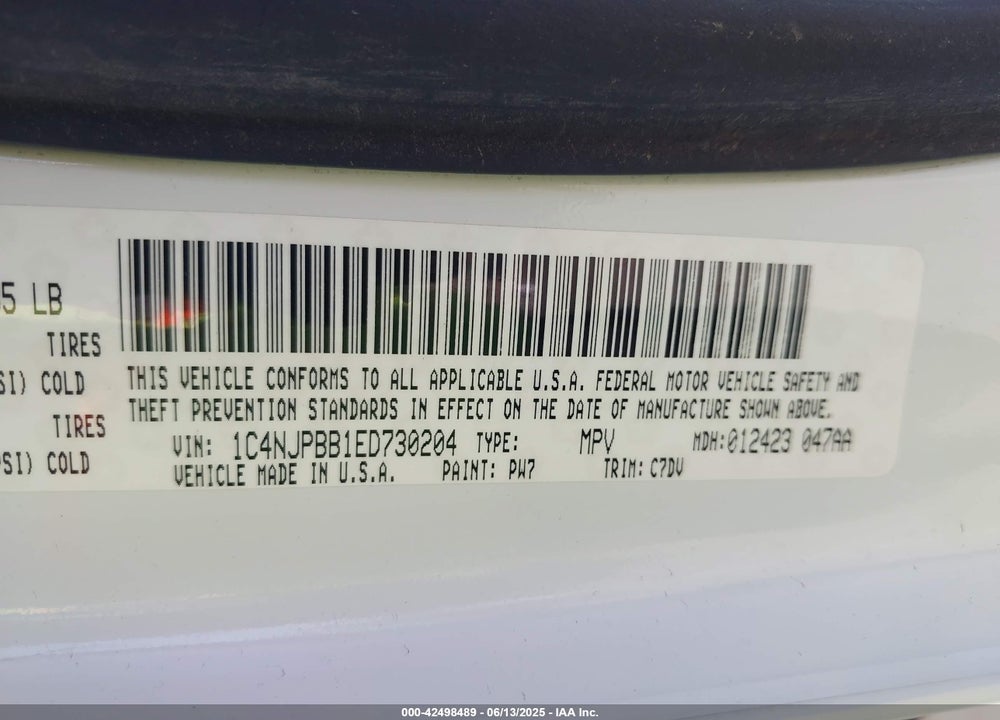 2014 JEEP PATRIOT SPORT VIN: 1C4NJPBB1ED730204