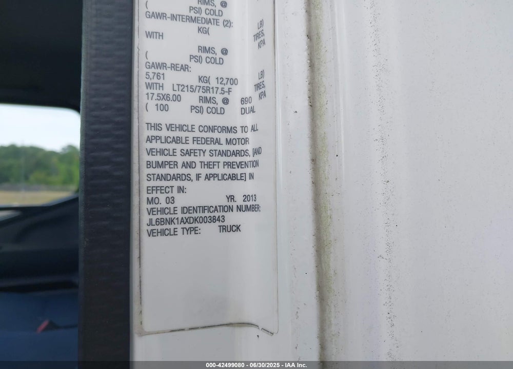 2013 MITSUBISHI FUSO TRUCK FE FEC72S VIN: JL6BNK1AXDK003843