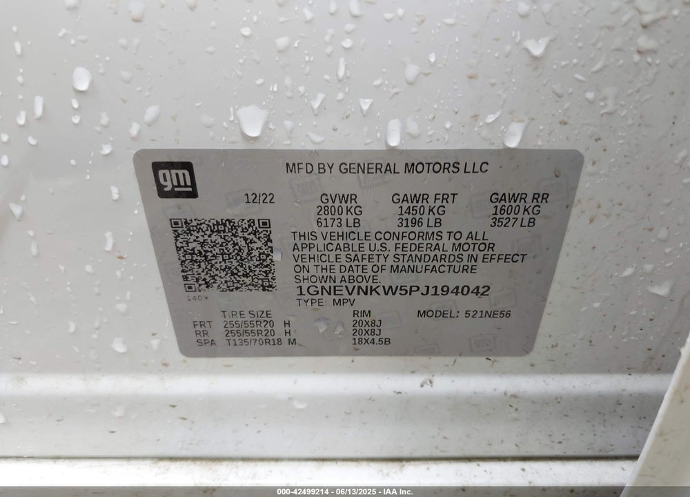 2023 CHEVROLET TRAVERSE AWD HIGH COUNTRY VIN: 1GNEVNKW5PJ194042