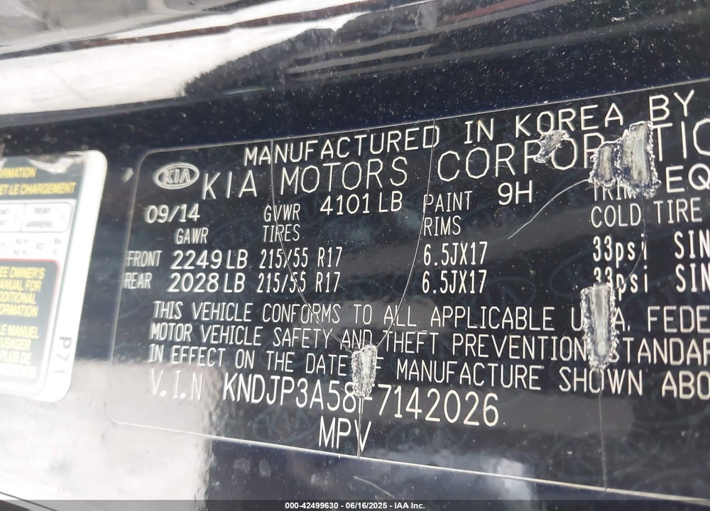 2015 KIA SOUL VIN: KNDJP3A58F7142026