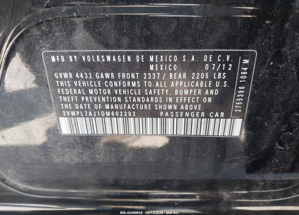 2013 VOLKSWAGEN JETTA SPORTWAGEN 2.0L TDI VIN: 3VWPL7AJ1DM602282