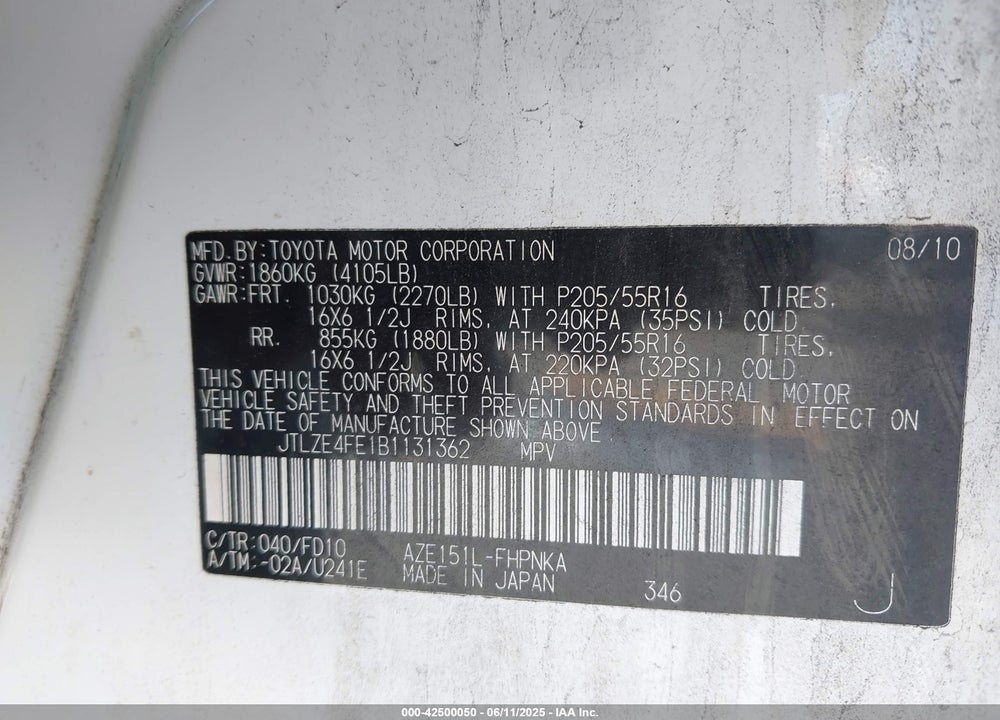 2011 SCION XB VIN: JTLZE4FE1B1131362