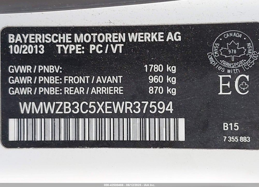 2014 MINI COUNTRYMAN COOPER VIN: WMWZB3C5XEWR37594