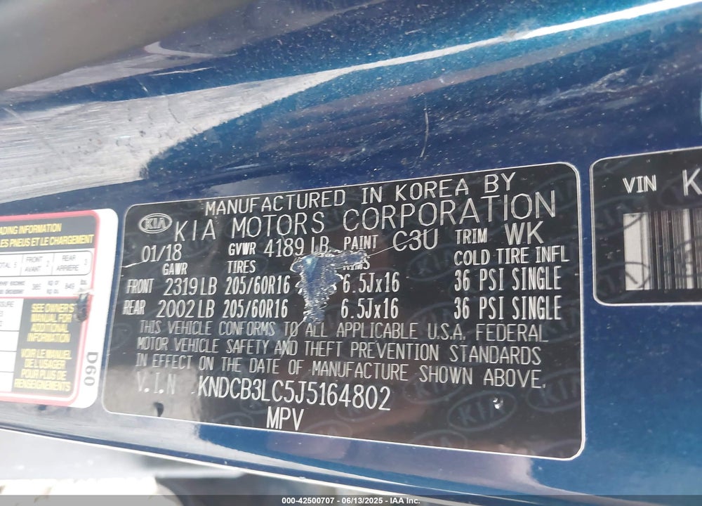 2018 KIA NIRO LX VIN: KNDCB3LC5J5164802