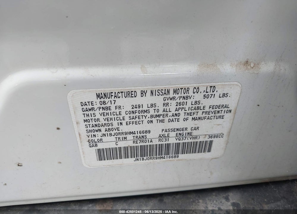 2017 INFINITI QX50 VIN: JN1BJ0RR9HM416689