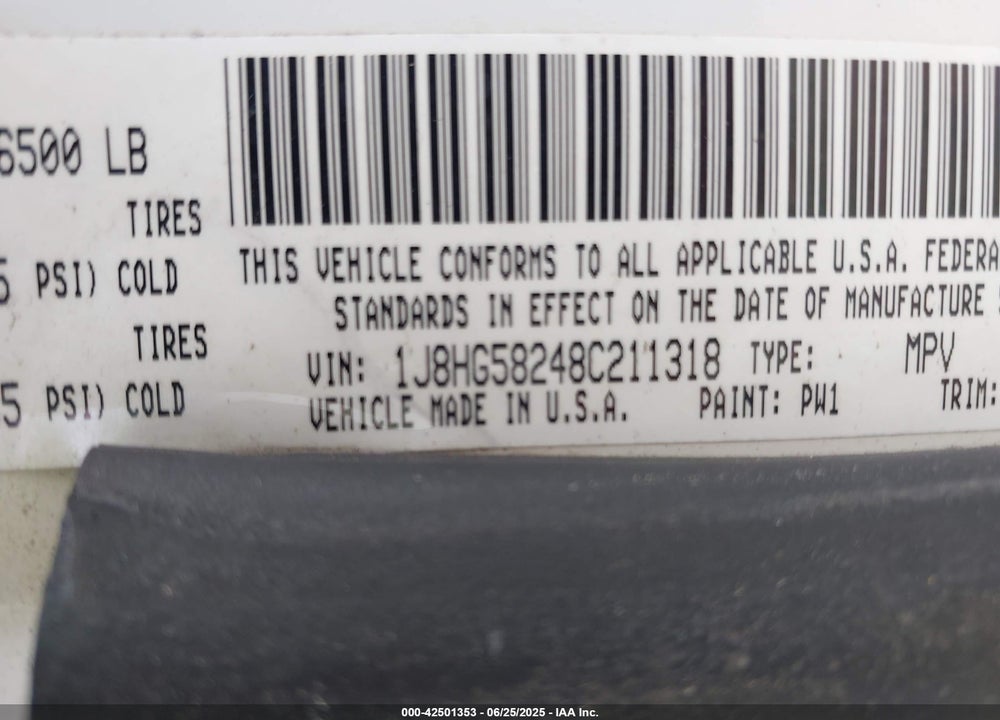 2008 JEEP COMMANDER LIMITED VIN: 1J8HG58248C211318