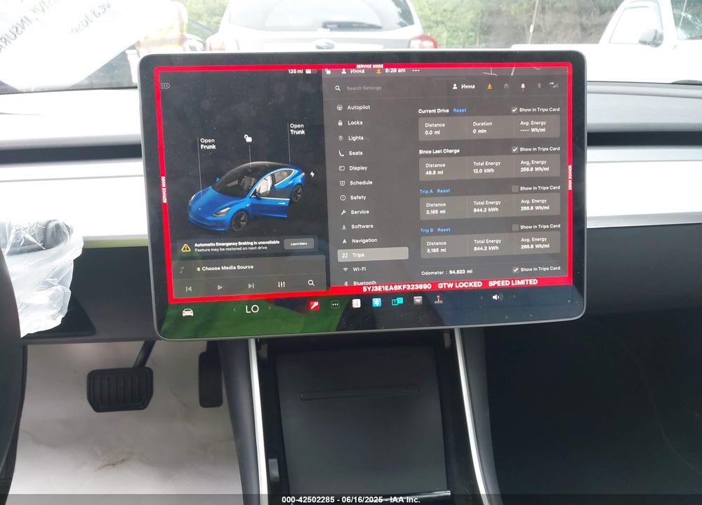 2019 TESLA MODEL 3 VIN: 5YJ3E1EA6KF323690