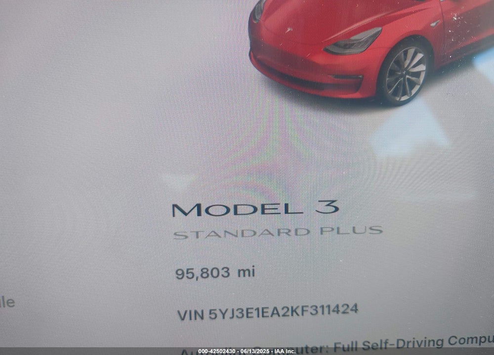 2019 TESLA MODEL 3 VIN: 5YJ3E1EA2KF311424