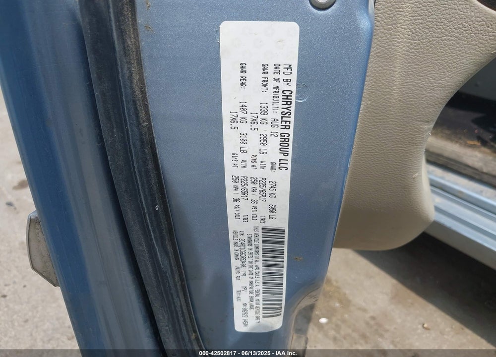 2013 CHRYSLER TOWN & COUNTRY TOURING-L VIN: 2C4RC1CG6DR534001