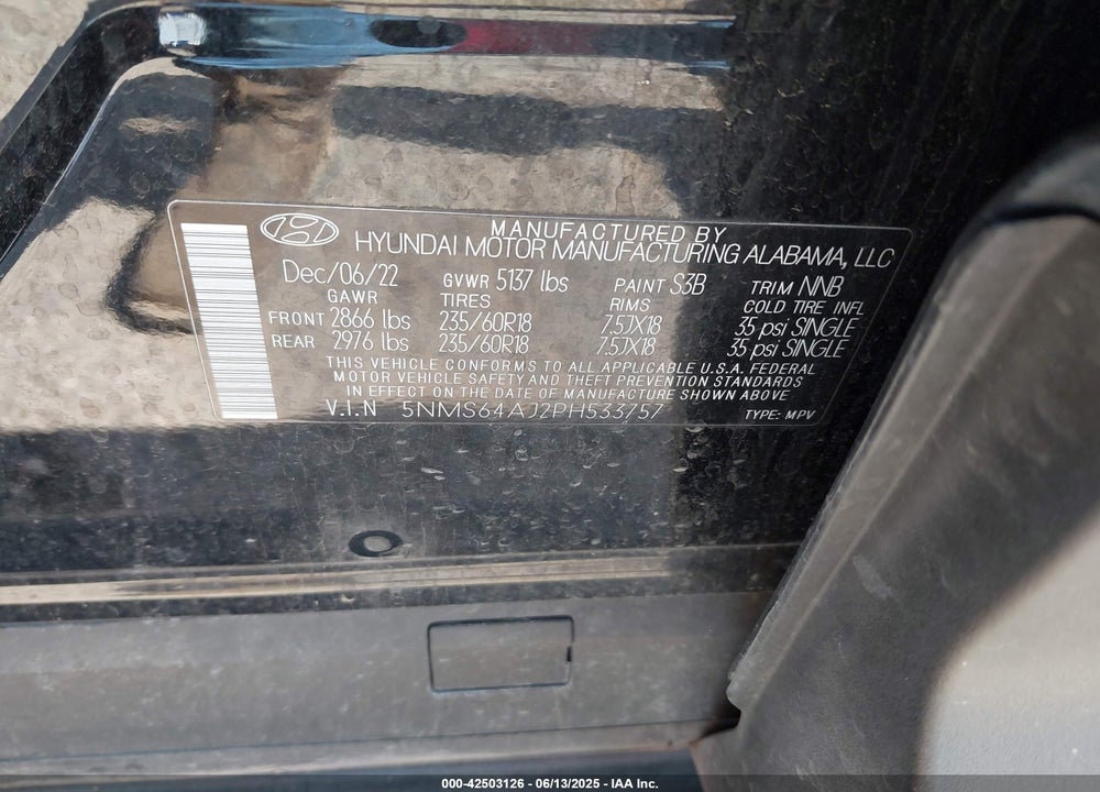 2023 HYUNDAI SANTA FE VIN: 5NMS64AJ2PH533757