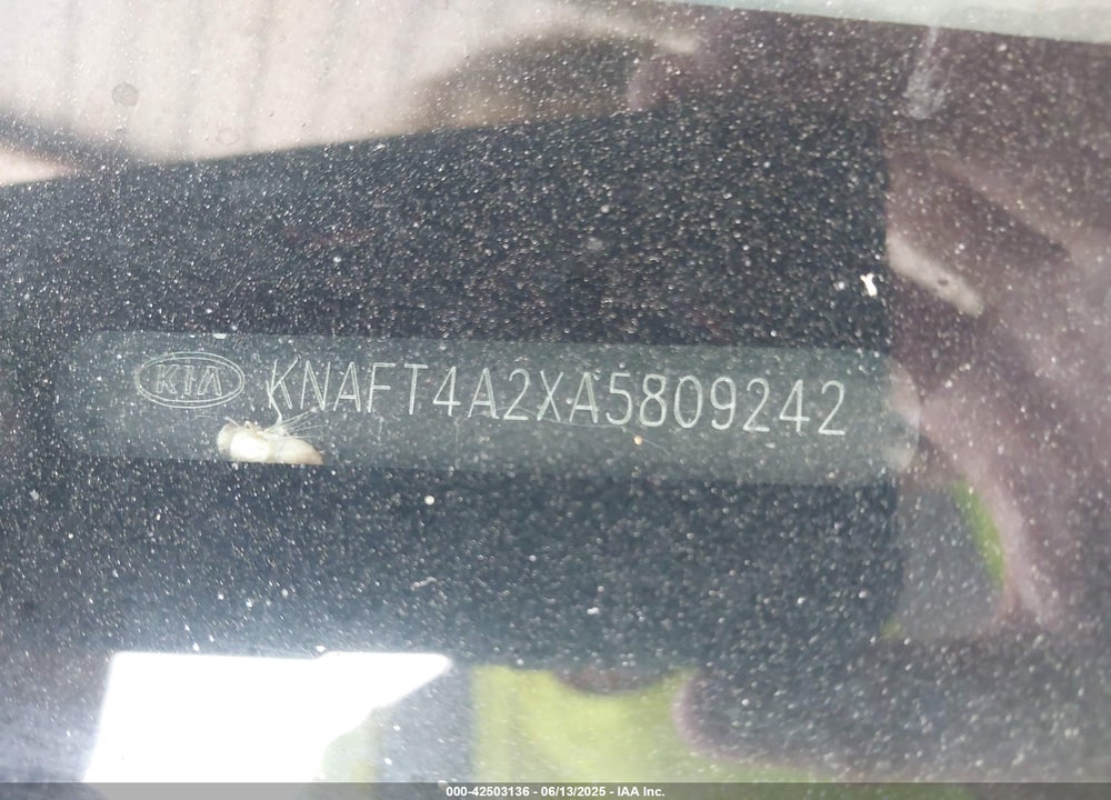 2010 KIA FORTE VIN: KNAFT4A2XA5809242