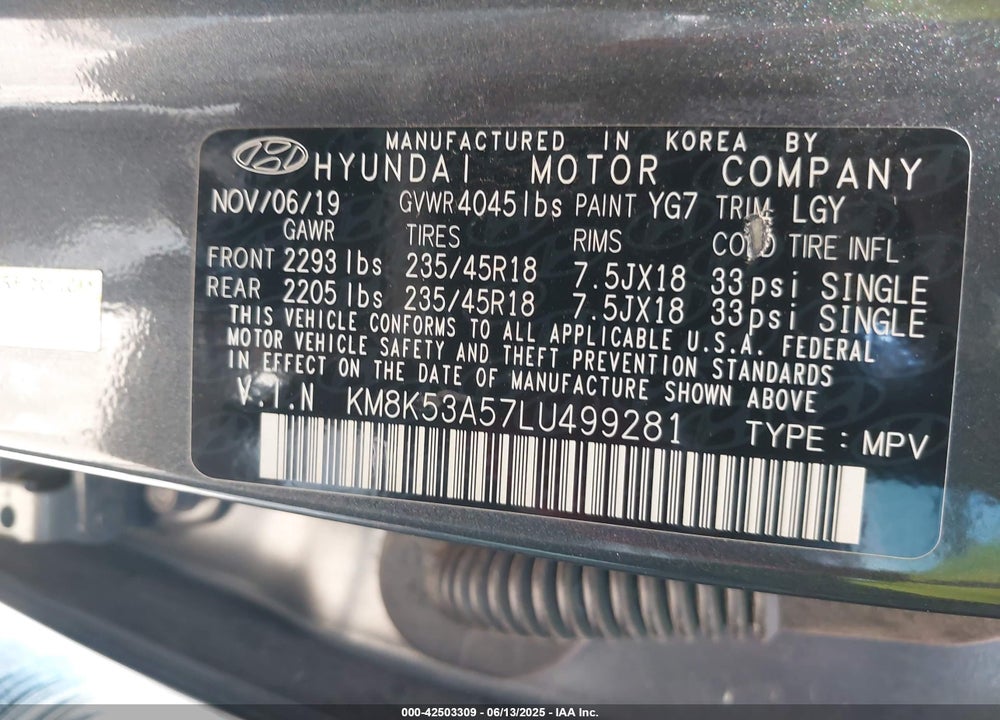 2020 HYUNDAI KONA ULTIMATE VIN: KM8K53A57LU499281