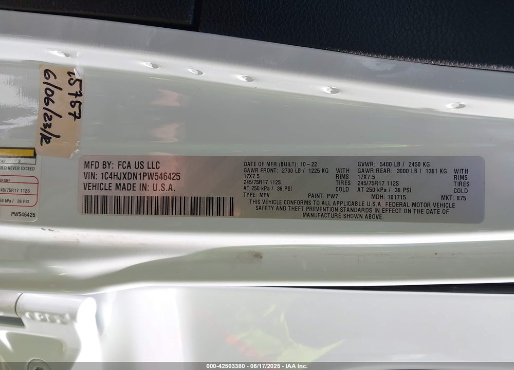 2023 JEEP WRANGLER / VIN: 1C4HJXDN1PW546425