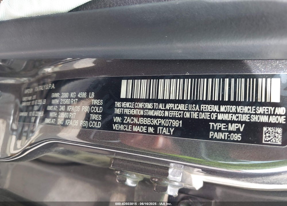 2019 JEEP RENEGADE VIN: ZACNJBBB3KPK07991