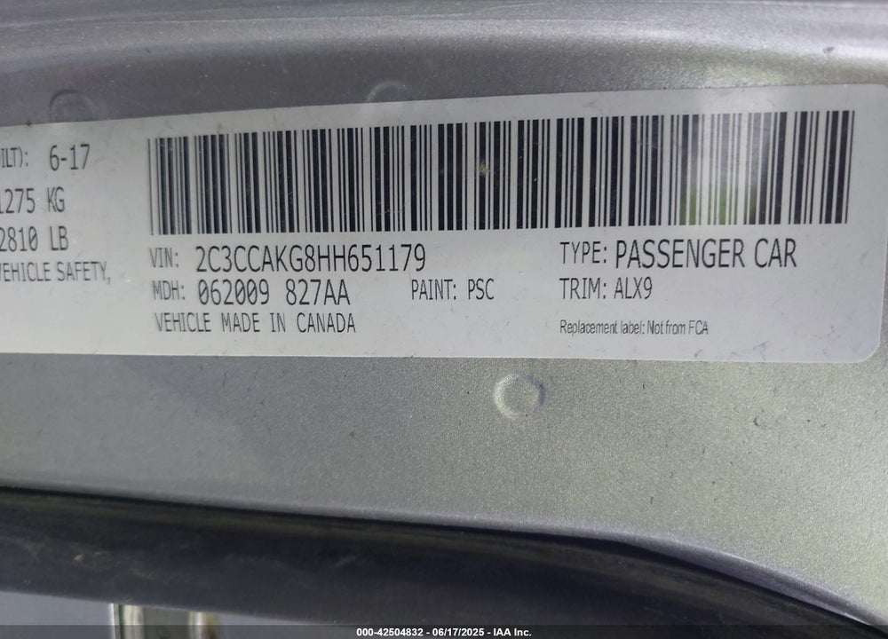 2017 CHRYSLER 300C VIN: 2C3CCAKG8HH651179