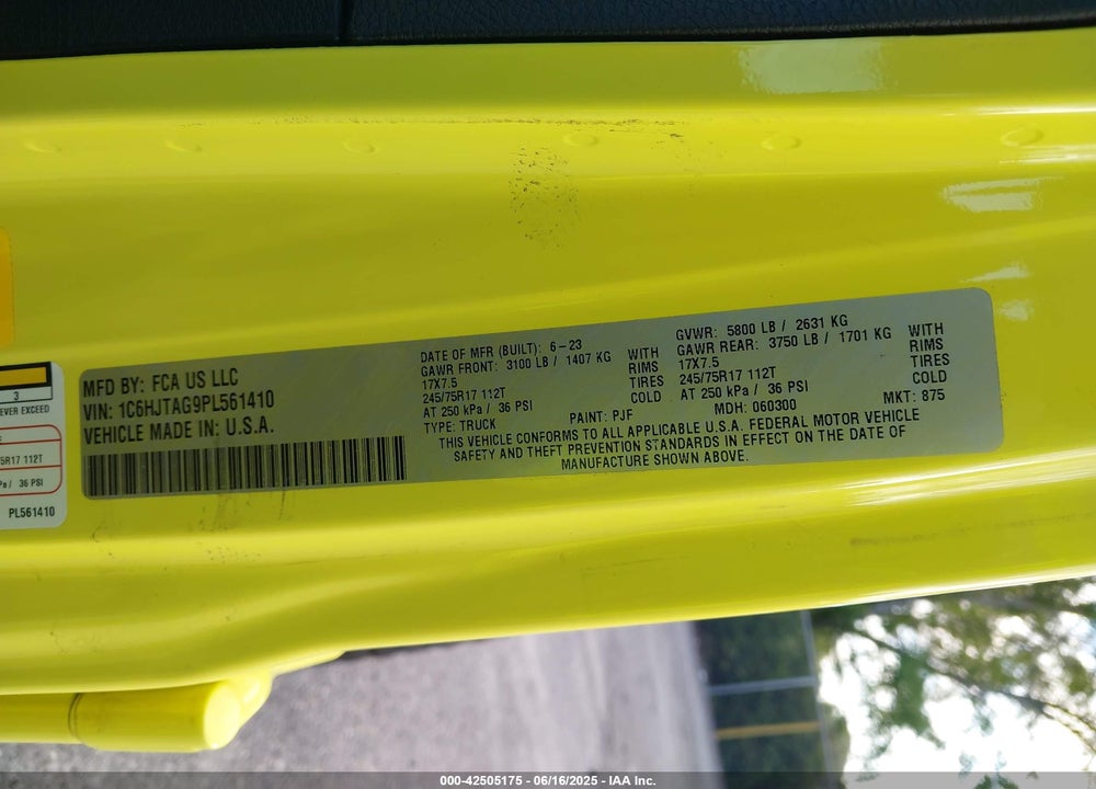 2023 JEEP GLADIATOR SPORT S 4X4 VIN: 1C6HJTAG9PL561410