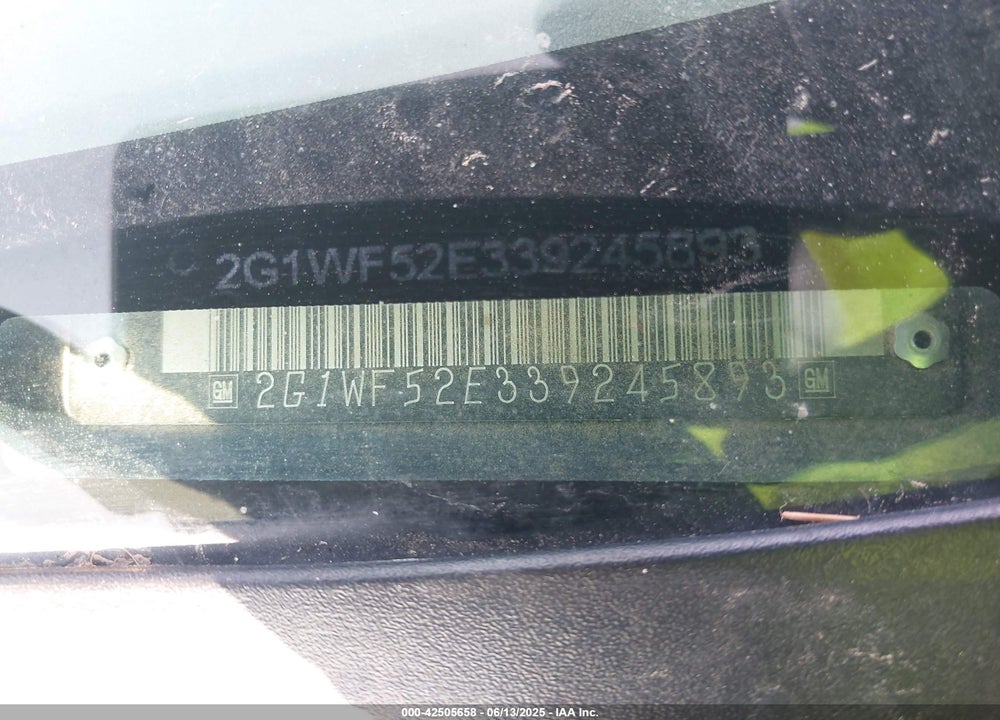 2003 CHEVROLET IMPALA VIN: 2G1WF52E339245893