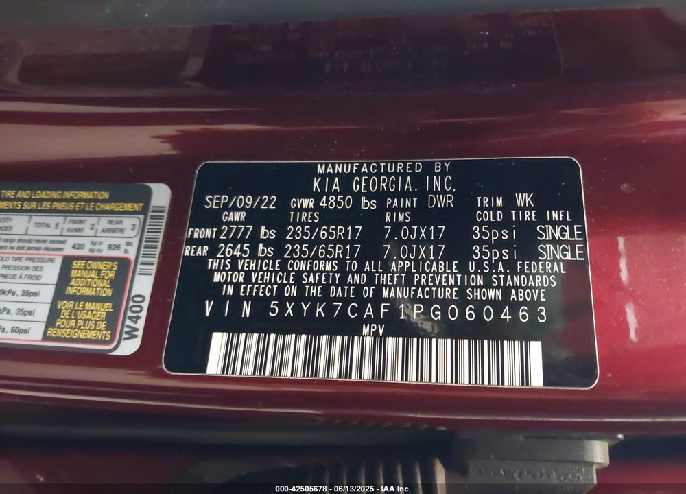 2023 KIA SPORTAGE VIN: 5XYK7CAF1PG060463