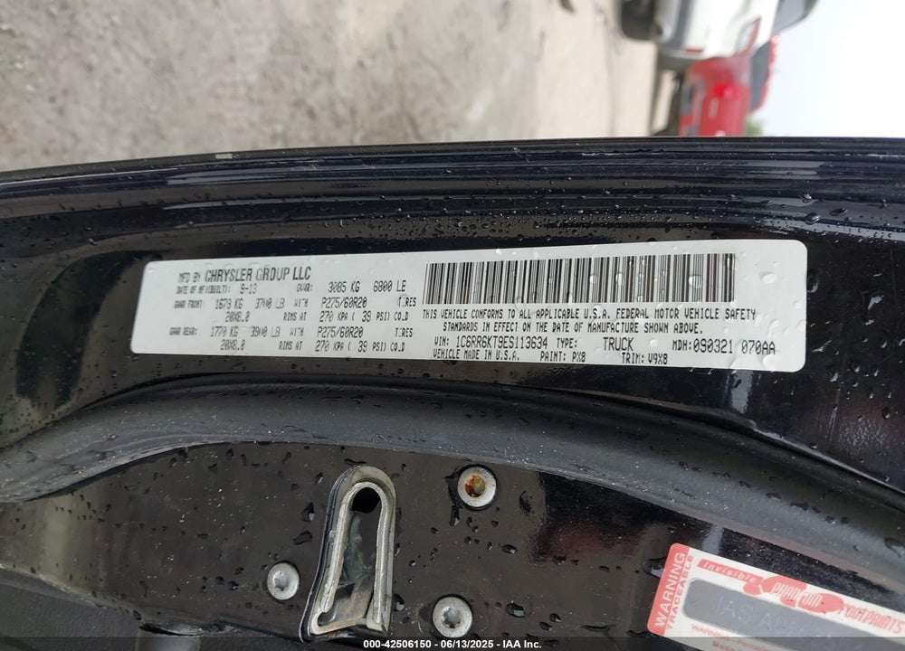2014 RAM 1500 VIN: 1C6RR6KT9ES113634