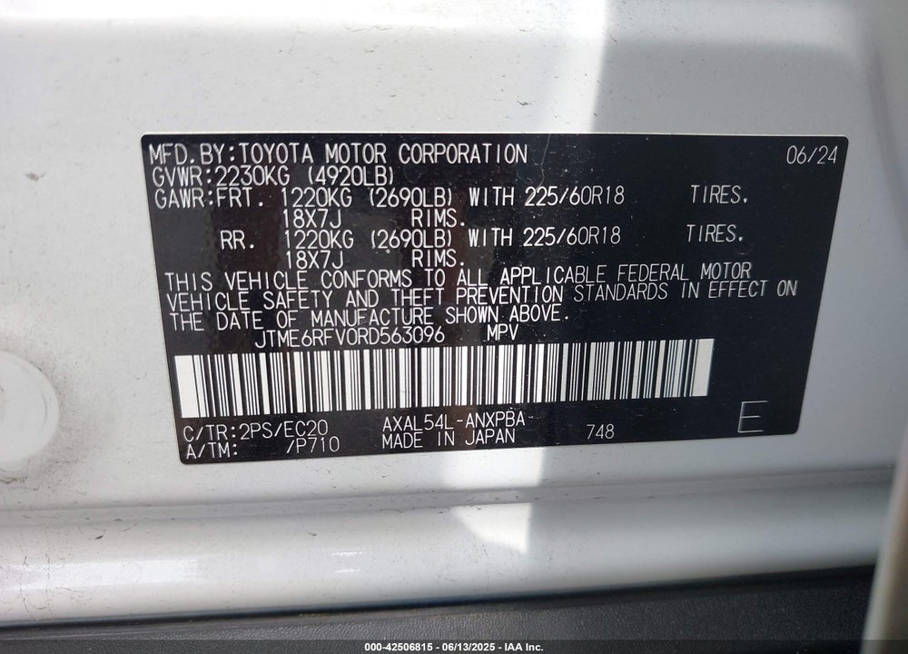 2024 TOYOTA RAV4 HYBRID VIN: JTME6RFV0RD563096