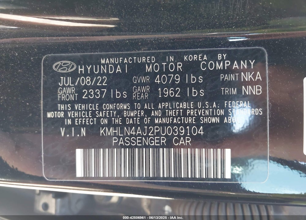 2023 HYUNDAI ELANTRA VIN: KMHLN4AJ2PU039104